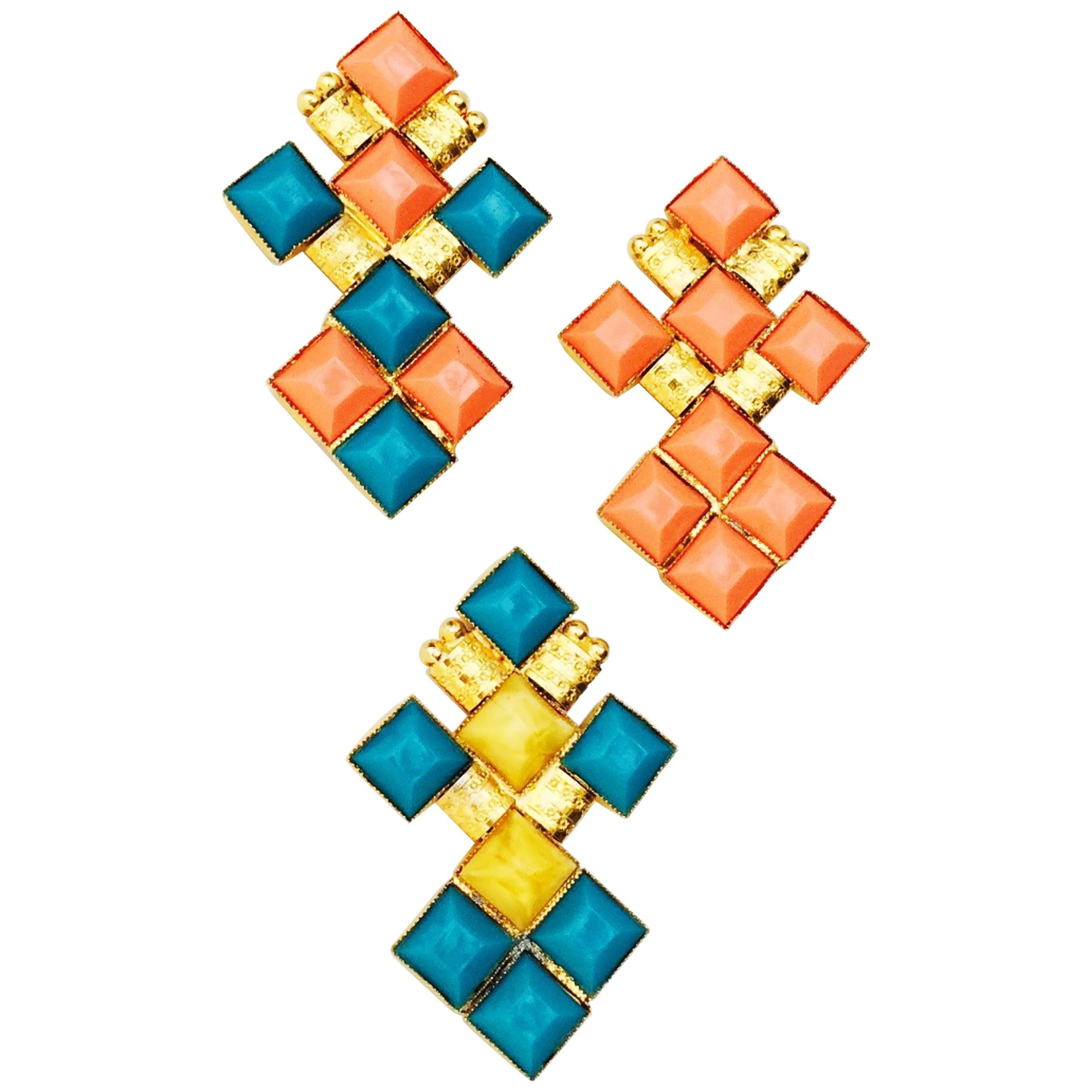 William de Lillo for Nina Ricci Haute Couture Brooch Trio 1980