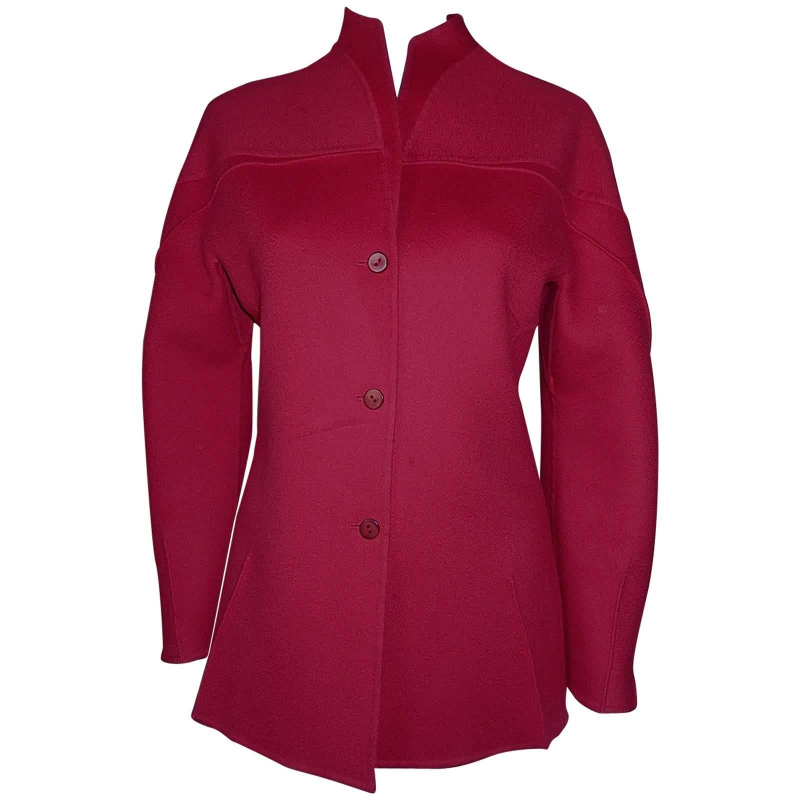 Chado Ralph Rucci 100% Cashmere Red/Raspberry Jacket Size 6 For Sale