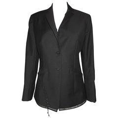 Chado Ralph Rucci Wool and Mohair Black Jacket with Braiding Detail Size 8