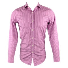 RALPH LAUREN Black Label Size XS Purple Stripe Cotton Button Up Long Sleeve Shir