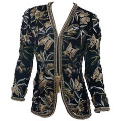 Oscar De La Renta Embellished Black Velvet Jacket