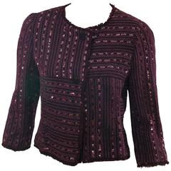 Burgundy Tweed Chanel Sequin Jacket