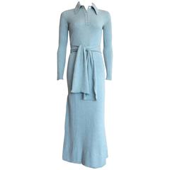 Vintage 1970's HALSTON Pure cashmere belted sweater dress 