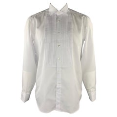 FAIRFAX for BARNEY'S NY Size L White Pleated Cotton French Cuff Shirt