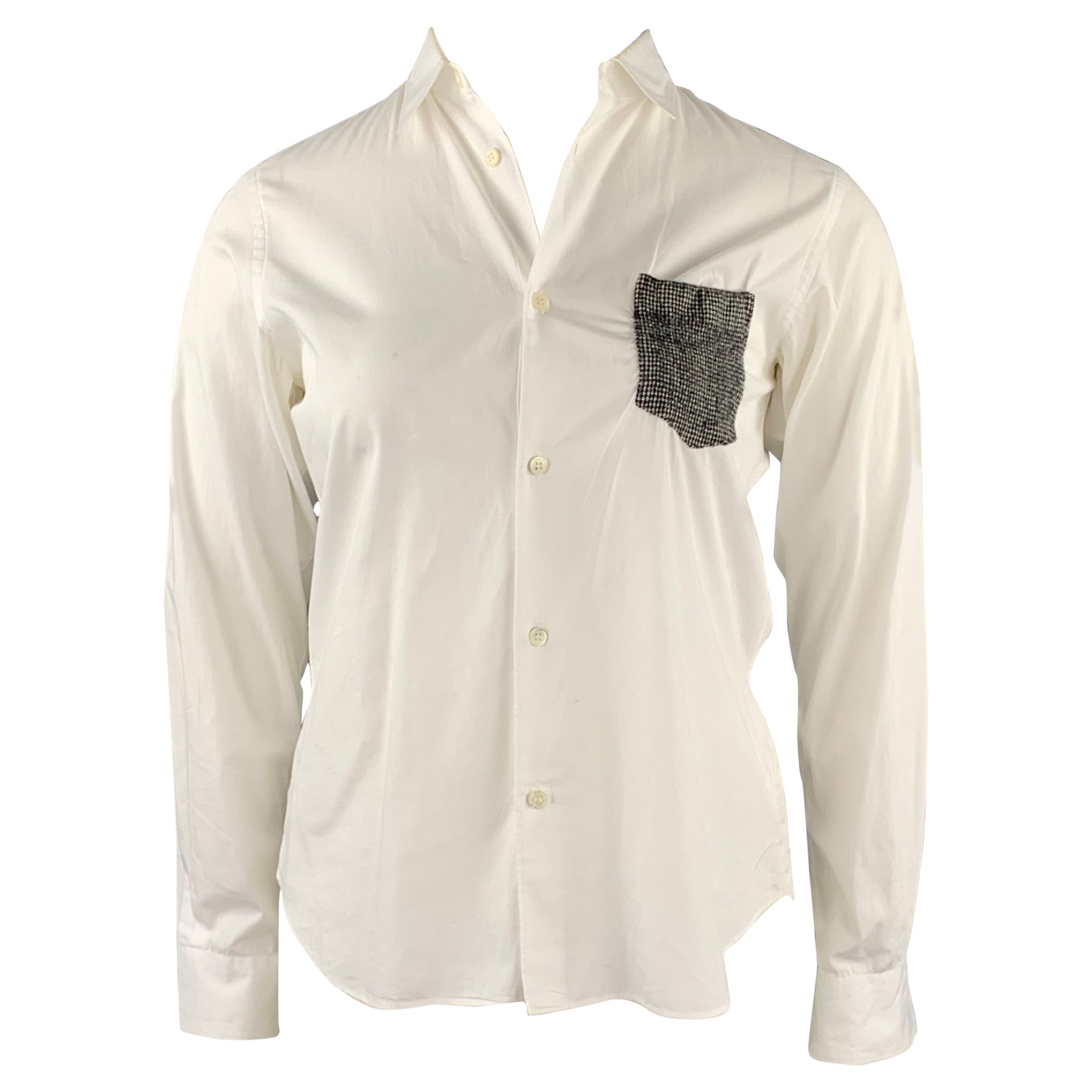 COMME des GARCONS SHIRT Size 10 White Cotton Button Up Blouse