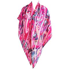 Hermes De la Mer au Ciel Cashmere Silk Shawl Scarf GM Spring