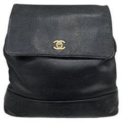 Chanel Black Leather Vintage Backpack 