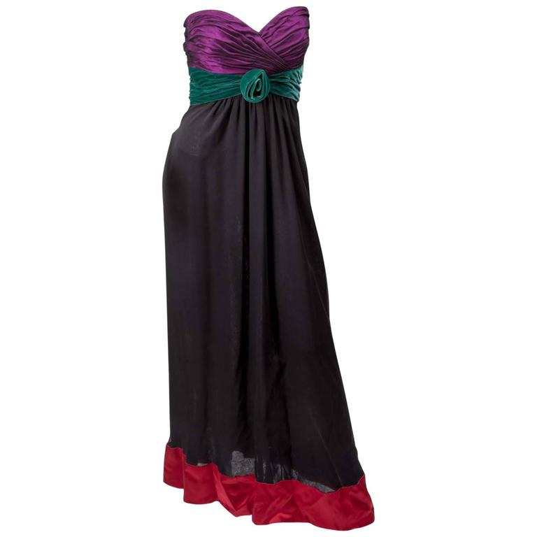 Vintage Oscar de la Renta Strapless Evening Gown at 1stdibs