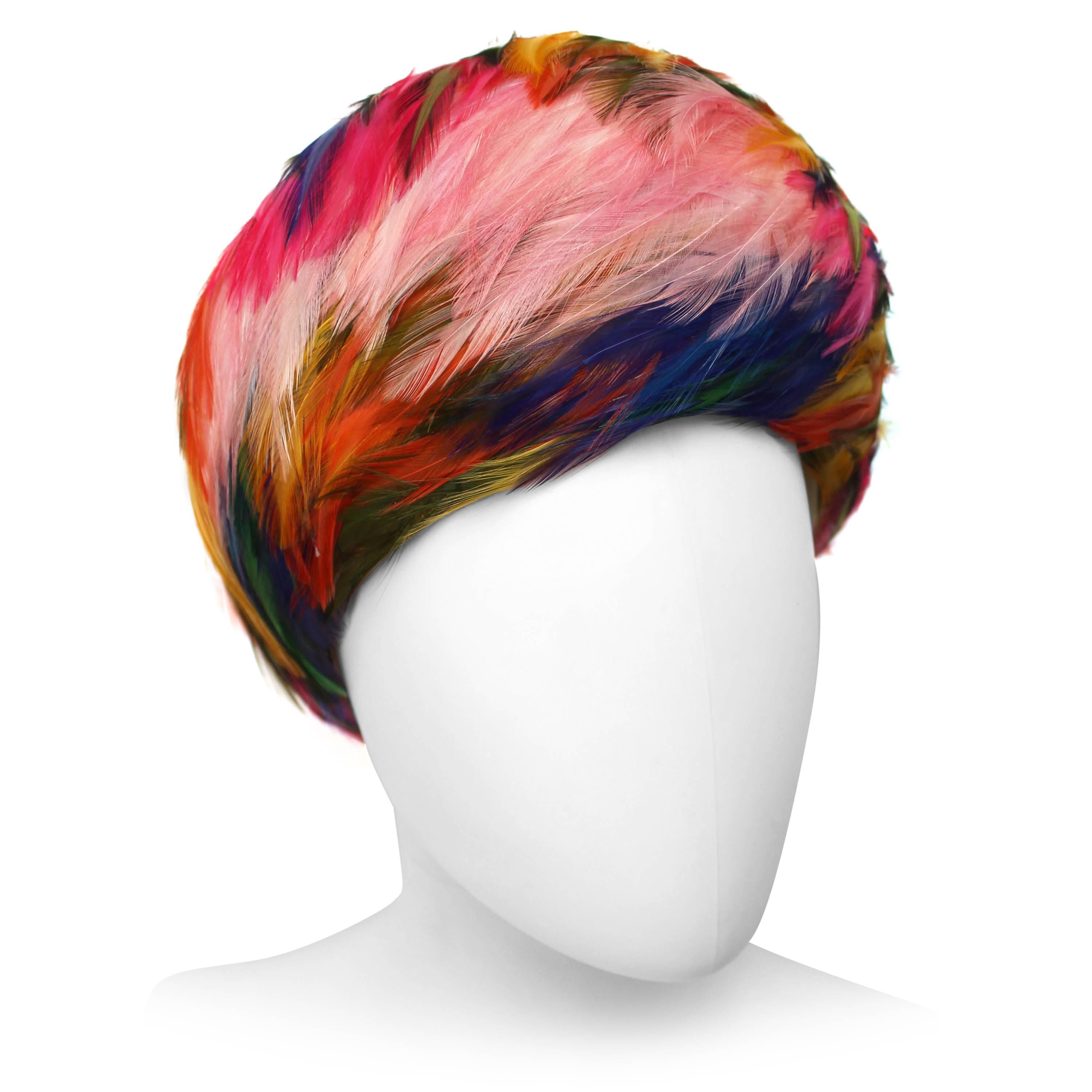 Christian Dior Rainbow Feather Hat c.1960