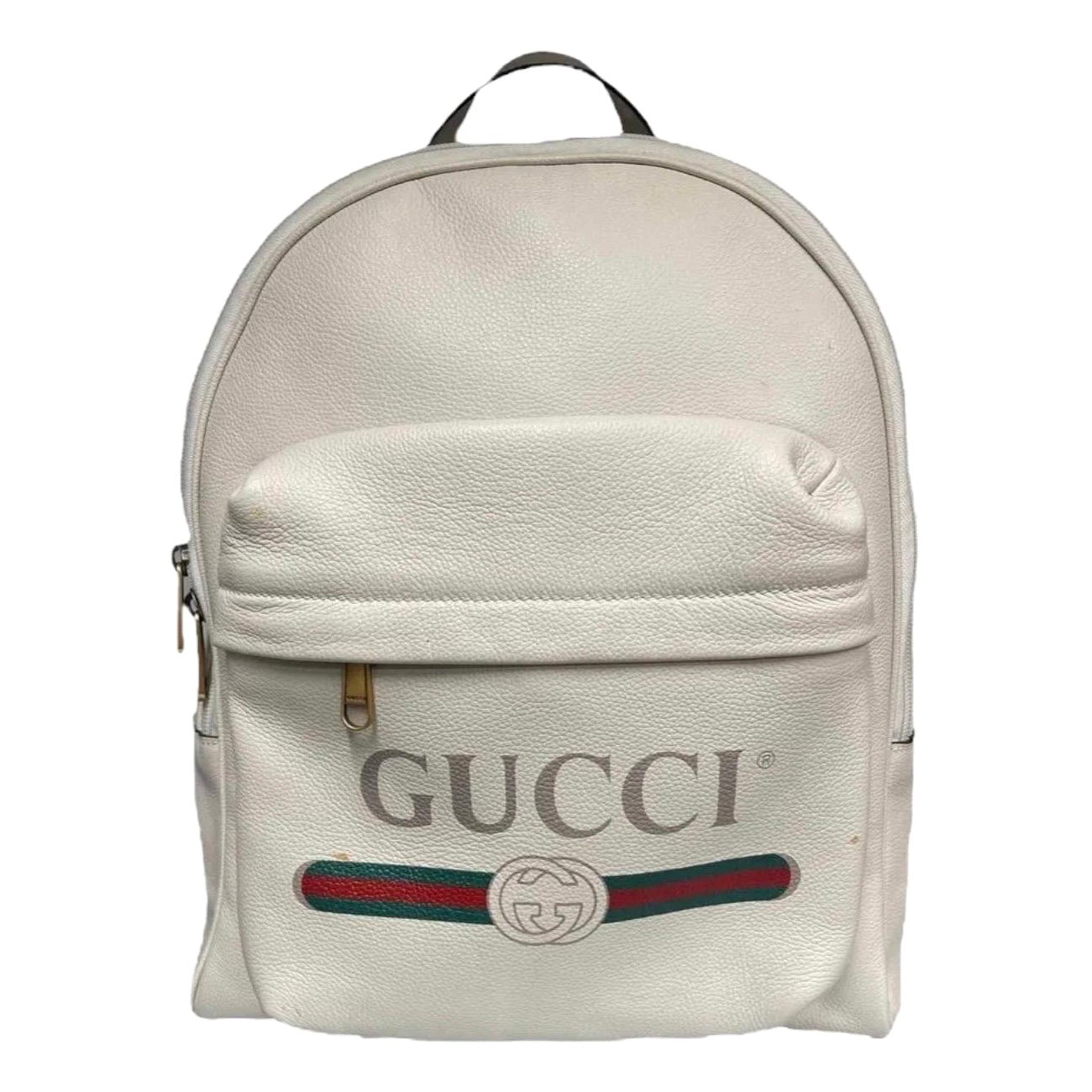 Gucci Print White Leather Backpack