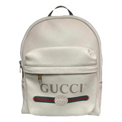 Gucci Print White Leather Backpack