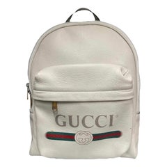 Zaino in pelle bianca con stampa Gucci