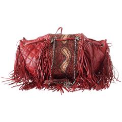CHANEL Bag Dallas Collection Drawstring Fringe Snakeskin Accent 12