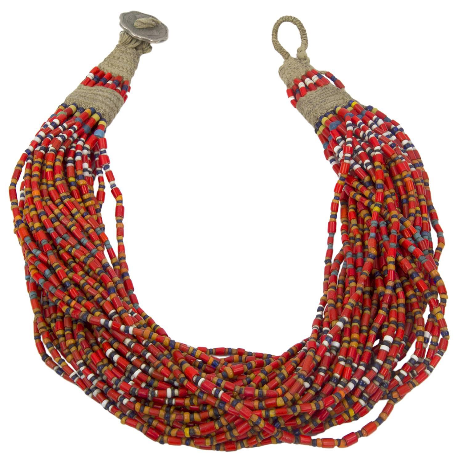 Multi Strand Tribal Glass Heishi Necklace