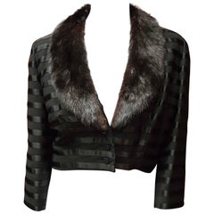 Black Bolero Jacket w/ Mink Collar