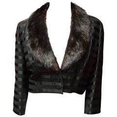 1950s Black Bolero Jacket w/ Mink Collar 12