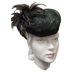 Vintage 1940s Feather Cocktail hat