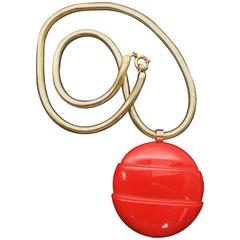 Vintage Bold Red Geometric Pendant by Lanvin Couture. 1970's.
