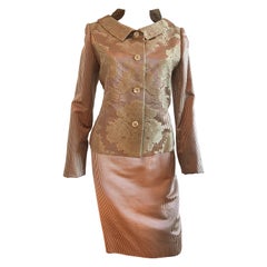 Bill Blass for Saks Fifth Avenue Silk Stripe Brocade Jacket and Skirt Set