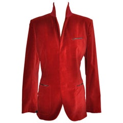 Vintage Jean Paul Gaultier Crimson Red Brushed Velvet Jacket