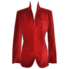 Jean Paul Gaultier Crimson Red Brushed Velvet Jacket 8