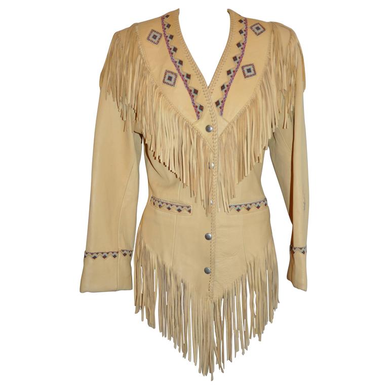 West of Santa Fe Chamois Lambskin Hand-Made Fringe Jacket For Sale at ...
