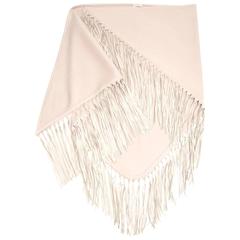 Hermès Taupe Triangular Fringed Shawl 6