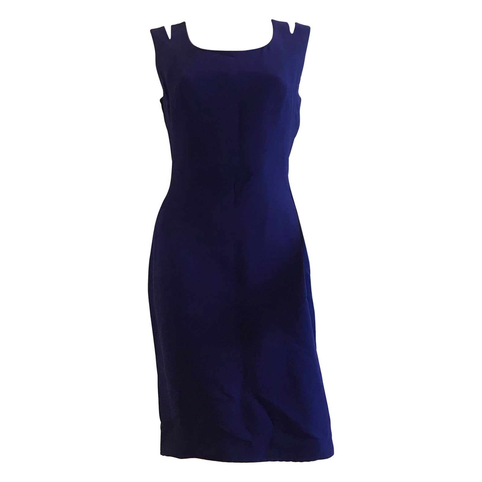 Gianni Versace Purple Mesh Cutout Shoulder Dress For Sale