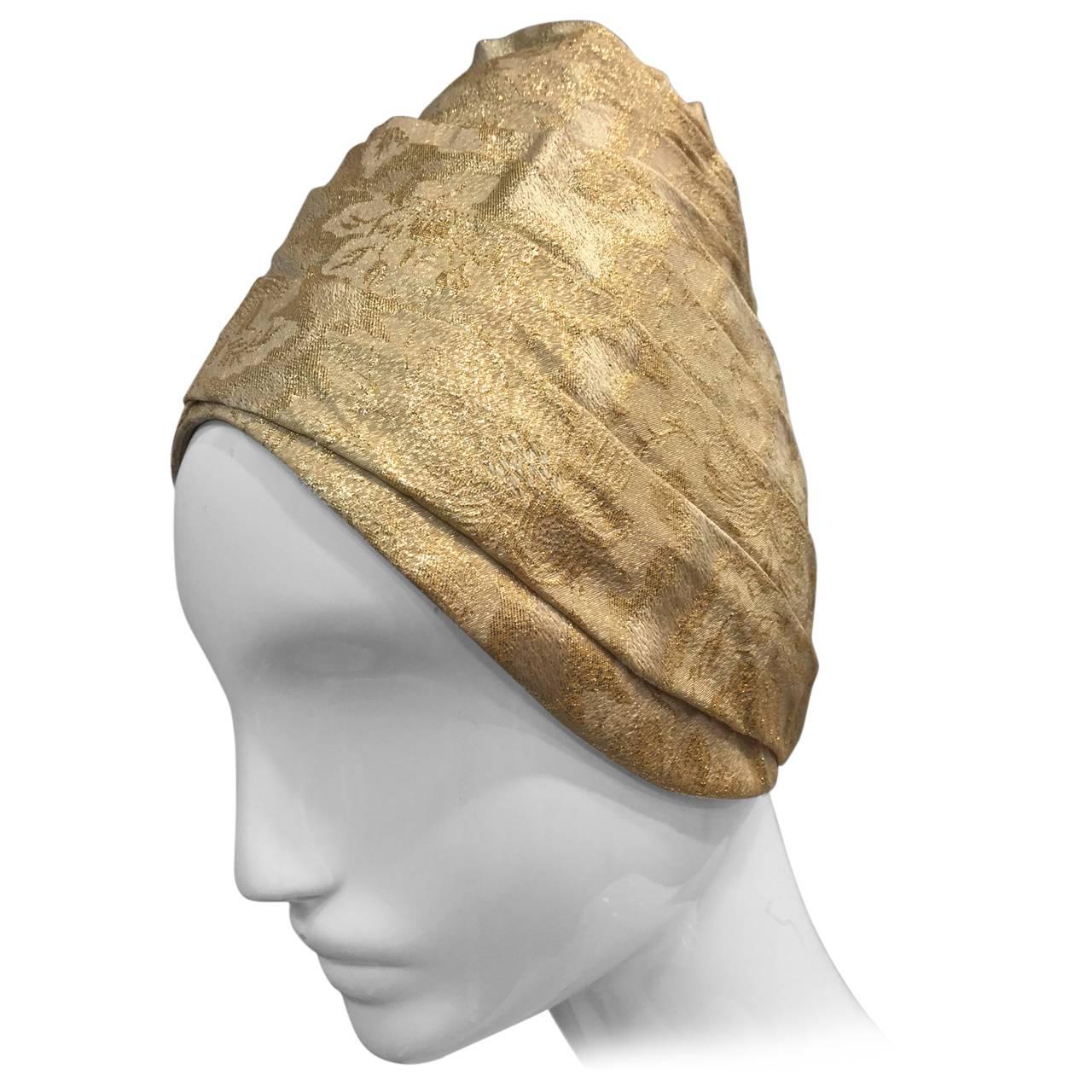 1960s Beehive Lame Turban Hat by Patrice