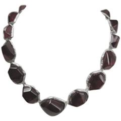 YSL Vintage Collectible Massive Red Stone Signed Necklace