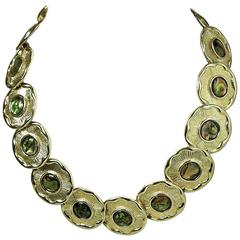 Vintage Multi Circular Disc Faux Fire Opal Necklace
