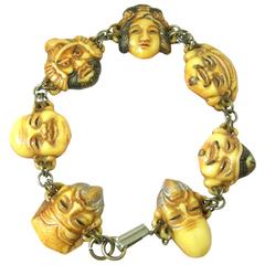 Rare Vintage Celluloid Toshikane Seven Lucky Gods Bracelet