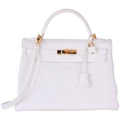 Hermes Kelly 32cm White Kelly Gold Hardware Impossible Find JaneFinds
