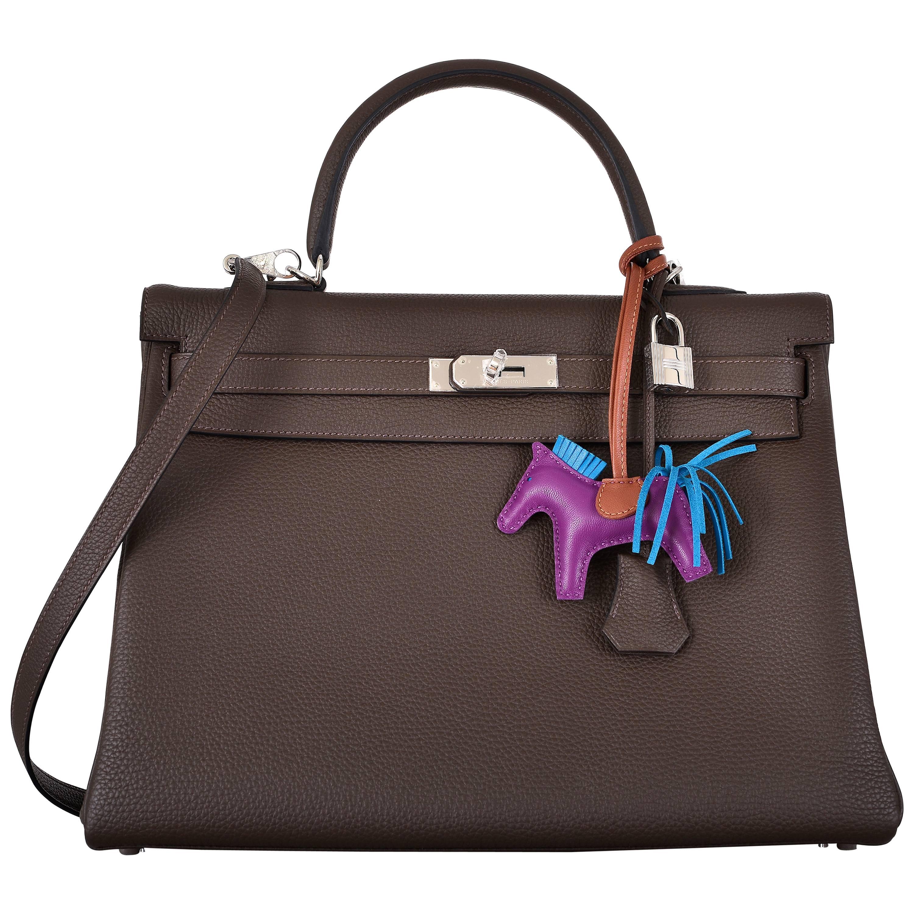 Hermes Kelly Bag 35CM Ecorce Brown With PHW Togo JaneFinds For Sale