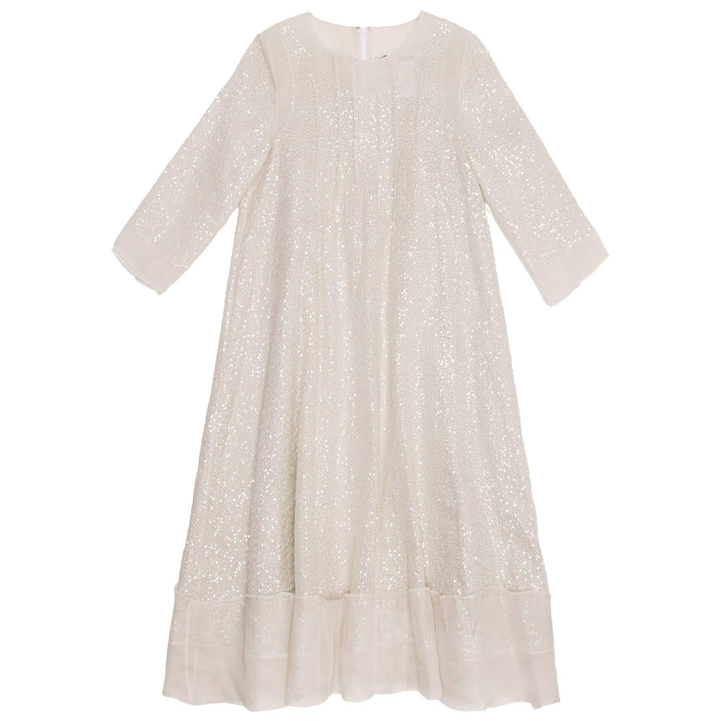 Chloe' Ivory Sequin Long Dress