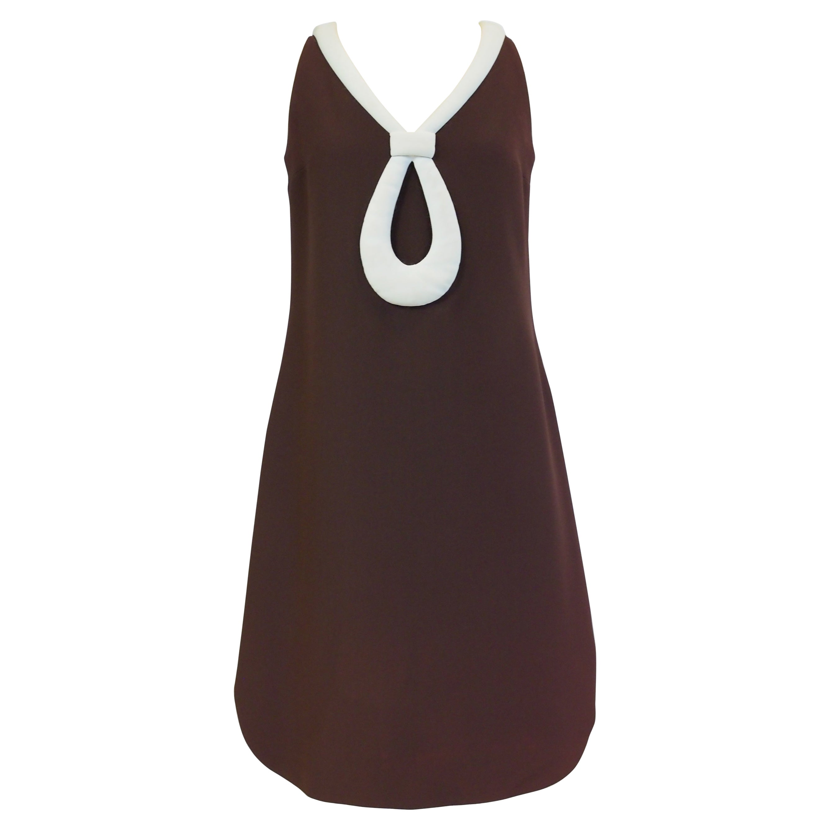 A Space Age Pierre Cardin Dress in chocolate jersey Circa 1970/1975 For Sale