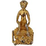 Judith Leiber Vintage Gold Monkey Belt Buckle with Red Stone - circa 1980's