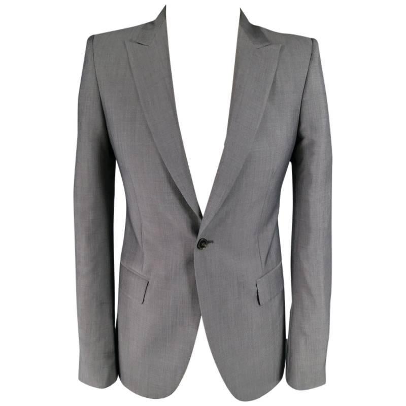ALEXANDER MCQUEEN Men's 36 Short Gray Wool / Mohair Peak Lapel Sport Coat