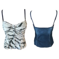 Roberto Cavalli Just Cavalli Bustier Corset Denim Top