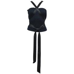 Alexander McQueen black jersey and satin bondage evening vest, c. 1990s