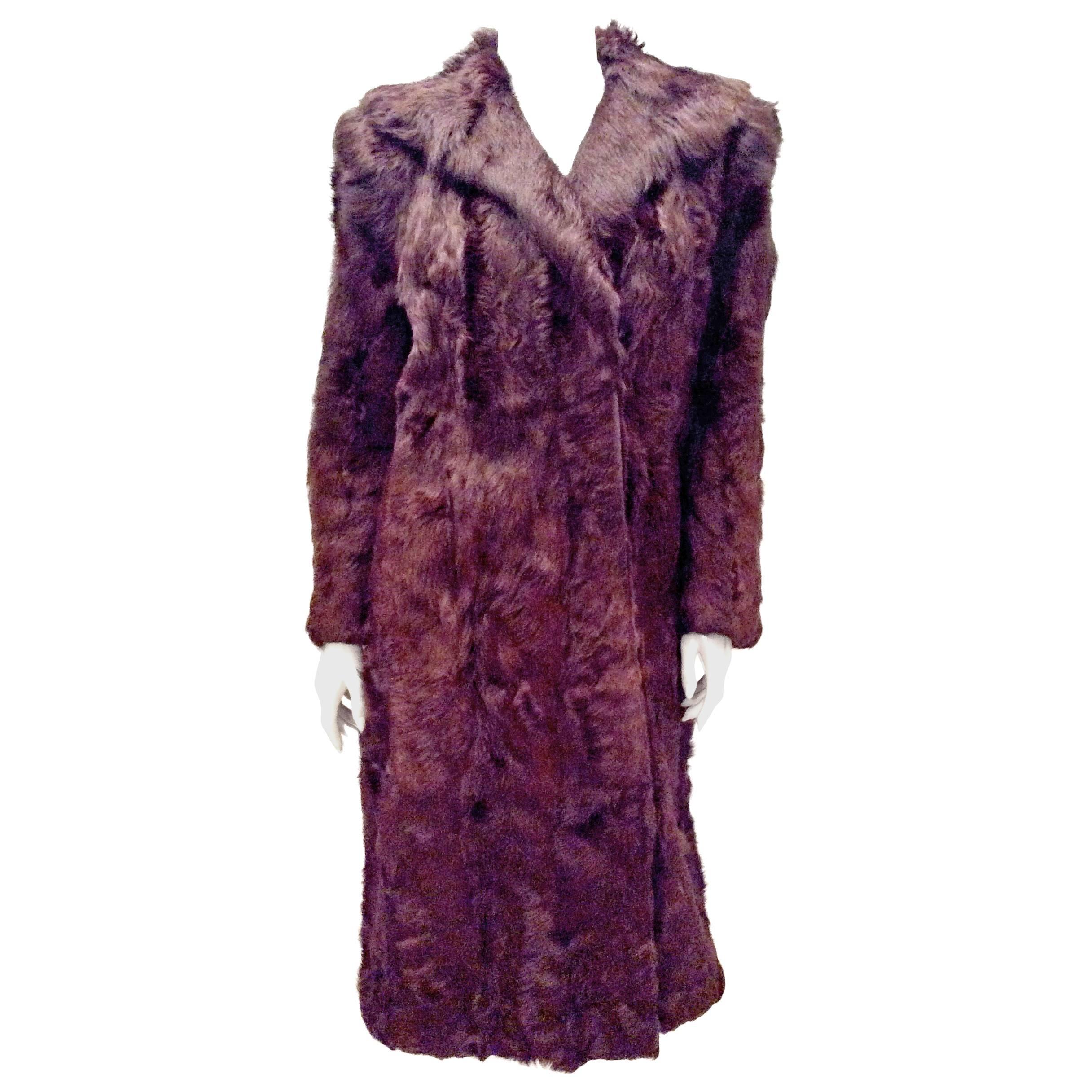 Chocolate Brown Full Length Fur Coat 6 / 8 For Sale