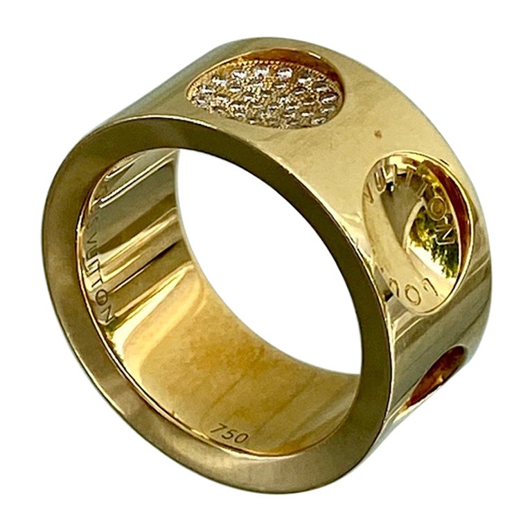 LOUIS VUITTON EMPREINTE Diamond CONCAVE CIRCLE 18k Gold Ring Band sz 64 NEA  740