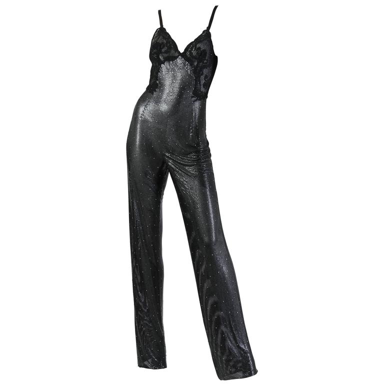 Gianni Versace Couture Metal Mesh and Lace Jumpsuit with Crystals at ...