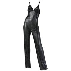 Gianni Versace Couture Jumpsuit aus Metallgewebe und Spitze mit Kristallen