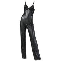 Gianni Versace Couture Metal Mesh and Lace Jumpsuit with Crystals