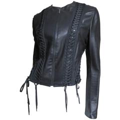 Christian Dior Lace Up Leather Jacket 7