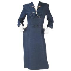 Vintage 1940s Mar Tee Original Cadet Blue Dress 
