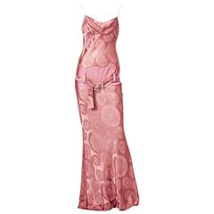 John Galliano Medallion Pattern Bias Cut Gown