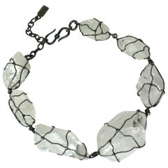  Goossens for YSL Gunmetal Wrapped Rock Crystal Necklace