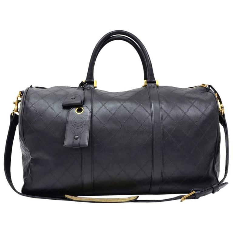 Chanel Black Caviar Leather Gold Hardware Duffle Weekender Travel
